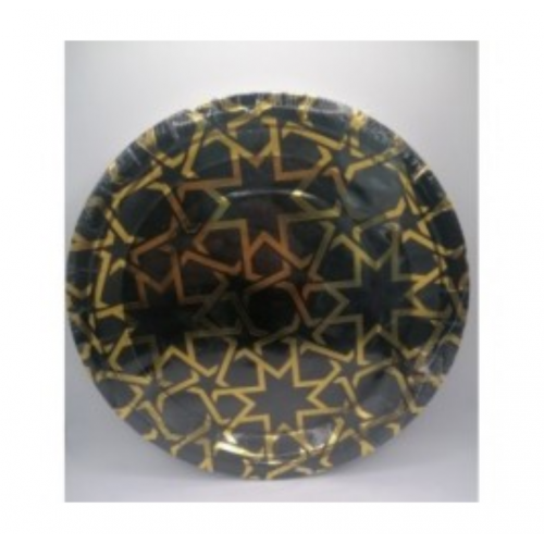 PAPER PLATES ROUND BLK/GOLD GEO 6PC PAPER PLATES ROUND BLK/GOLD GEO 6PC